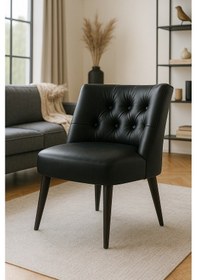 Resim Milano Berjer - Modern Tekli Koltuk - Deri Kumaş - Siyah 