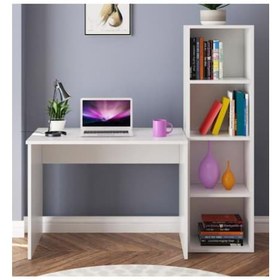 Resim Modüler Kitaplıklı Mdf Çalışma Bilgisayar Masası 