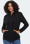 Resim Slazenger KOLLEEN I Kadın Fermuarlı Kapüşonlu Cepli Siyah Sweatshirt 