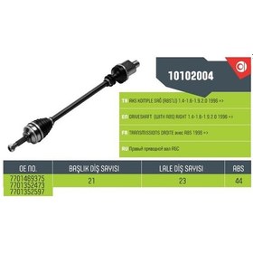 Resim Anka10102004 - Aks Sağ Komple Megane I Absli 96 02 Iç Freze 23- 