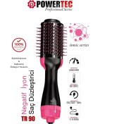 Resim Powertec Tr-90 Profesyonel Saç Şekillendirici ve Saç Düzleştirici Fön Tarağı Iyon Özellikli 