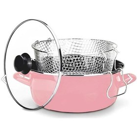 Resim Milano Şık Pembe Kızartma Tenceresi 22 Cm 4,5 Lt Renkli 