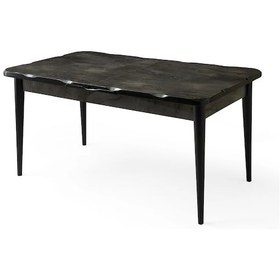 Resim Kelebek Ortadan Açılır Büyüyen Yemek Masası Siyah Mermer Desenli 80x130cm Siyah 