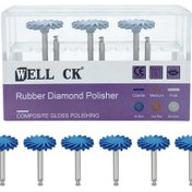 Resim 6 Adet/takım Wellck Diş Kauçuk Parlatıcı Kompozit Reçine Parlatma Elmas Sistemi Ra Disk Kiti 14mm Tekerlek Spiral Flex Fırça Burs Kırmızı 