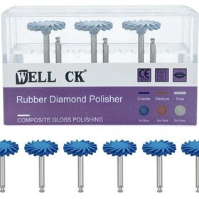 Resim 6 Adet/takım Wellck Diş Kauçuk Parlatıcı Kompozit Reçine Parlatma Elmas Sistemi Ra Disk Kiti 14mm Tekerlek Spiral Flex Fırça Burs Kırmızı 