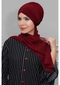 Resim Hürrem Bone Bordo Pratik Hazır Geçmeli Tesettür Bone Sandy Kumaş Çapraz Büzgü (545491089) Bordo 