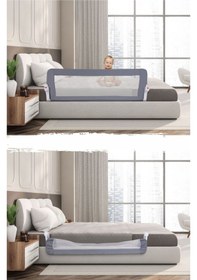 Resim 150cm. Gri , Katlanabilir, Yatak Bariyeri 150 Cm. Bariyer 