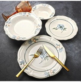 Resim Kosova Fulya Çiçek Desenli 24 Parça 6 Kişilik Yemek Takımı Calira Renkli 