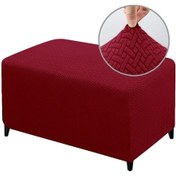 Resim Bordo Yeni Tasarım Jakarlı Dayanıklı Streç Ayak Dayama Osmanlı Kapak Katlanır Depolamalı Tabure Mobilya Koruyucu Yumuşak Dikdörtgen Slipcover M 