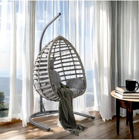 Resim Capri Swing Gümbet Damla Model Tek Kişilik,sentetik Poli Üretan Rattan Kapalı Bahçe,balkon Ve Ev Salıncağı Beyaz 