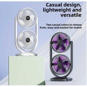 Resim Everest Grup 2 AL 1 ÖDE Şarjlı Mini Fan, Taşınabilir Çift Başlıklı Sessiz Vantilatör, Type-C Girişli 3 Kademeli 
