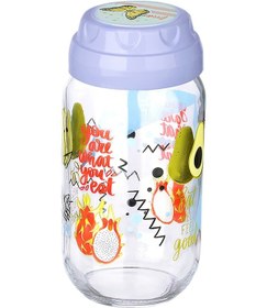 Resim Vintage Dekoratif Desenli Cam Kavanoz 1000 Ml - 33,8 Oz - Avoka Çok Renkli 