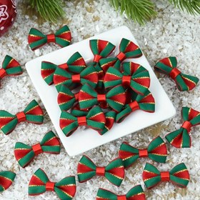 Resim 30 Adet El Yapımı Noel Fiyonkları - Çelenkler, Ağaçlar & Hediyeler için Çok Yönlü DIY Dekor | Bayramlık Kırmızı Polyester Karışımı, Noel Dekoru, En İyi Noel İçin 