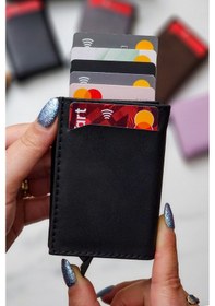 Resim Vanilla Collection Brahma Model Unisex Vegan Deri Mekanizmalı Vegan Deri Rfıd Cüzdan Kartlık Portföy Crayz Siyah 