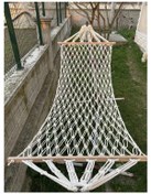 Resim Pamuk Hamak Çift Örgülü Tek Kişilik Makrome Örgülü Hamak 95 X 220 