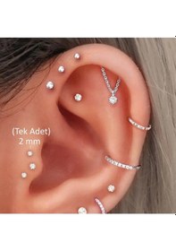 Resim Mini Tektaş Cerrahi Çelik Piercing Tragus Helix Kıkırdak Conch Gü Renkli 