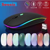 Resim ATAELEKTRONİK Bluetooth 5.1 Uyumlu Kablosuz Led Işıklı Şarj Edilebilir Mouse Pc Kablosuz Macbook Ipad Laptop 