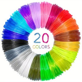 Resim 20 Renkli 3D Baskı Kalem Seti DIY 3D Baskı Kalem El İşi Doodle PLA Filament Çizim Sanatı için 