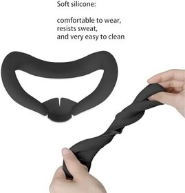 Resim VR Face Cover Compatible with Meta/Oculus Quest 3, Soft Silicone VR Face Cover Lightproof Mask Face Cushion Sweatproof Face Cover Pad Washable Replacement for Quest 3 VR Headset(Black) 