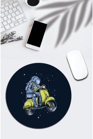 Resim pixolog Motorcu Astronot Yuvarlak Mousepad 