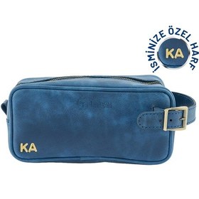 Resim Twingold İsme Özel Dopp Kit Kişisel Bakım Ve Seyahat Çantası - %100 Rainbow Deri - Ac14004 - Saks Mavisi Saks Mavisi 