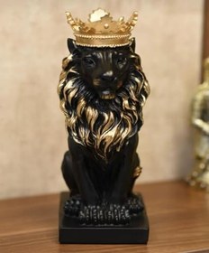 Resim ASLAN KRAL BİBLO FİGÜRÜ SİYAH (GOLD DETAYLI) 
