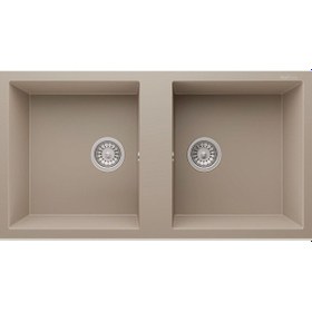 Resim Real Stone P019 Nemrut Granit Mutfak Eviyesi Cappucino Tezgah Altı - Üstü 97x52 Cm İki Gözlü Cappuccino 