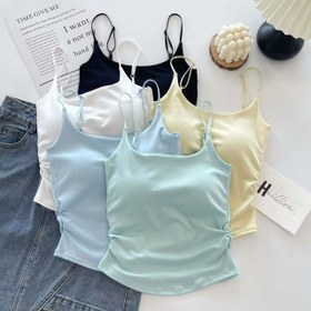 Resim 5 Parça Kadınlar için Düz Renk Niche Tasarım Slim Fit Kolsuz Üst Seti, Sabit Göğüs Pedli Çok Yönlü Pilili Örtülü Üst, Siyah ve Beyaz 
