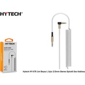 Resim Hytech HY-X76 1m Beyaz L Uçlu 3.5mm Stereo Spiralli Ses Kablosu Aux Kablo 