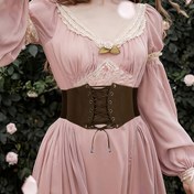 Resim 1 adet Kadın Vintage Gotik Korse Kemer - Elastik PU Deri Bel Sıkıştırıcı, Bağcıklı Detaylı, Kahverengi, Günlükten Resmi Giyime Uygun 