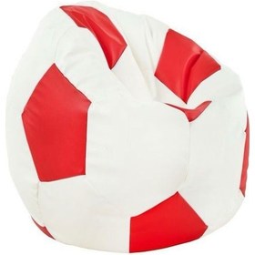 Resim Suni Deri Çocuk Puf Futbol Topu Armut Koltuk Beyaz 