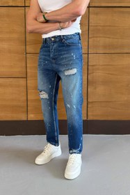Resim YIRTIK PAÇA DETAYLI BOYFRİEND PANTOLON • LACİVERT 3378 - 32 