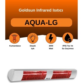 Resim Aqua 3000 Watt GSA30LG Düşük Işıklı Kumandasız Suya Dayanıklı Elektrikli Infrared Isıtıcı-Beyaz 