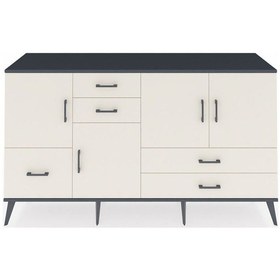 Resim Kronos Konsol 4 Raflı 5 Çekmeceli 4 Kapaklı 176x59x99 Antrasit-ay Antrasit-aytaşı 