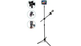 Resim AyrStore 190CM Maksimum Uzunluk Mikrofon Standı Multi Fonksiyonel 2in1 Mikrofon ve Tablet Stand 