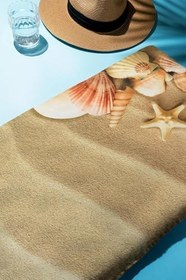 Resim Dijital Baskı Plaj Deniz Havlusu Kumsal Desenli Peştamal HVL0031 