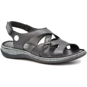 Resim Mammamia D25ys-2535 Kadın Hakiki Deri Comfort Sandalet Siyah Siyah 