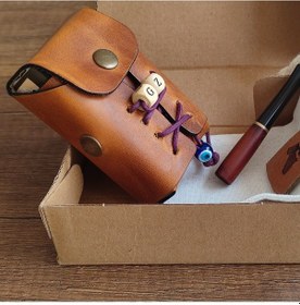 Resim Sumerian Leather Craft Deri Sigara Kılıfı Kişiye Özel Cat Sarısı 