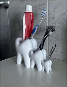 Resim Dişler Diş Fırçası Diş Macunu Tutucu Beyaz 