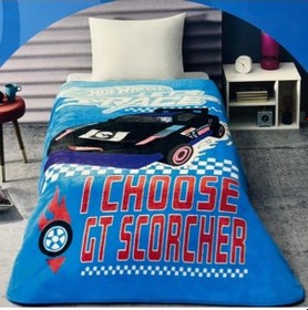 Resim Taç Lisanslı Wheels Lets Race Battaniye Tek Kişilik 