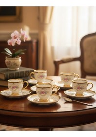 Resim Paçi Home Fleur Yaldızlı 6 Kişilik Fincan Takımı P/por-102094 Çok Renkli 