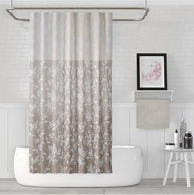 Resim Tropik Home Duş Perdesi Çift Kanat 2x120x200cm Çiçekli Desenli Banyo Perdesi 16 Adet C Halka Hediyeli 