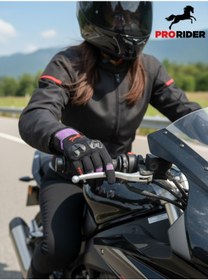 Resim Prorider Yüksek Korumalı Kadın Motosiklet Eldiveni Mor Avuç İçi Slider Korumalı 