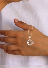 Resim Ay Yıldız Küçük Boy Model 925 Ayar Saf Gümüş Telkari Kadın Kolye 201024655 Gümüş 