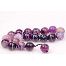 Resim Taş Sandığı Mor Renkli Akik Taşı Efe Tesbihi (14Mm) 