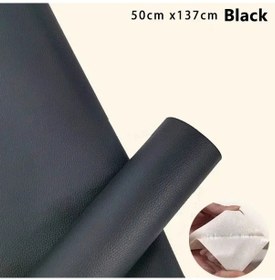 Resim Kendinden Yapışkanlı Deri Tamir Bandı Kanepe Araba Koltuğu Çanta Ceket Mobilya Black 50cm X 137cm 