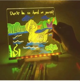 Resim Büro Ev Ofis Dekoru İçin 20x20cm Led Aydınlatma Yazı Çizim Mini Duvar Levhası 