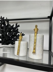 Resim Gold Düşünen Adam Mermer Set 