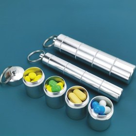 Resim Su geçirmez Mini İlaç Kutusu - Ayrılabilir, Metal Alüminyum, Kolay İlaç Yönetimi için Bölünmüş Mühürlü Dağıtıcı 