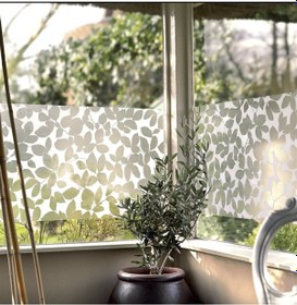 Resim Technosmart 45x100cm Yaprak Desenli Statik Cam Filmi Kaplama Mutfak Ofis Banyo Pencere 